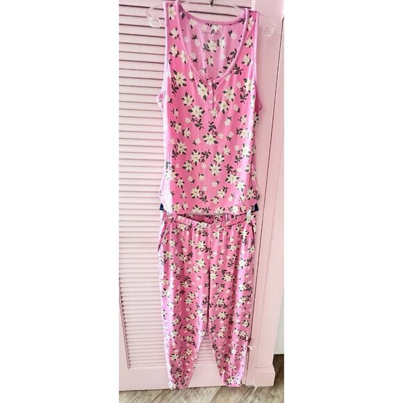 DRAPER JAMES Women's Sz M Pajama Set Pink MAGNOLIA Floral Soft Sleeveless - Picture 12 of 16